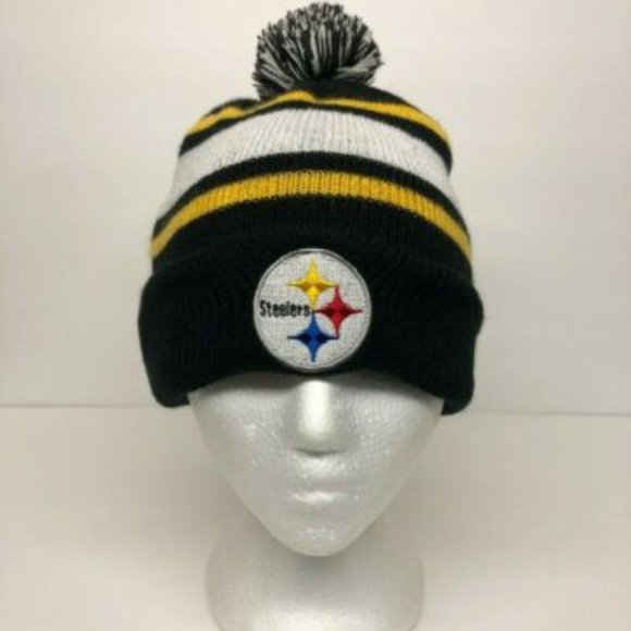 Pittsburgh Steelers Beanie Cap Beer Budweiser Football Winter Hat Toque POM Top - Picture 1 of 7